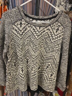Westport Black and Cream Aztec-Pattern Crewneck Sweater